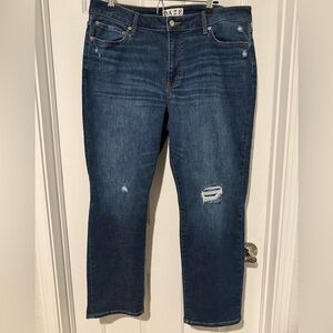 Daze Denim Distressed Mid Rise Straight Leg Jeans – Dark Wash Size 16W